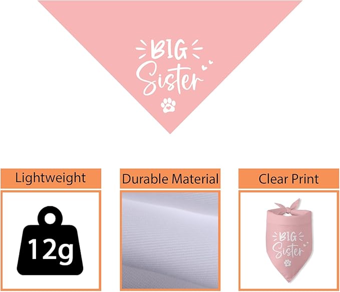 Big Sister Dog Bandana Pregnancy Announcement Gender Reveal Baby Announcement Photo Props Dog Scarf Accessories Girl Pink Pet Bandanas for Large Medium Small Dogs