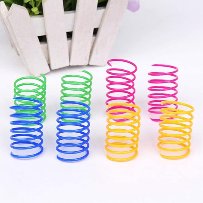 Andiker Interactive Cat Spiral Creative Spring Toy to Kill Time and Keep Fit, Sturdy and Heavy Plastic for Swatting, Biting, Hunting Kitten Toys, Colorful, 12 pcs