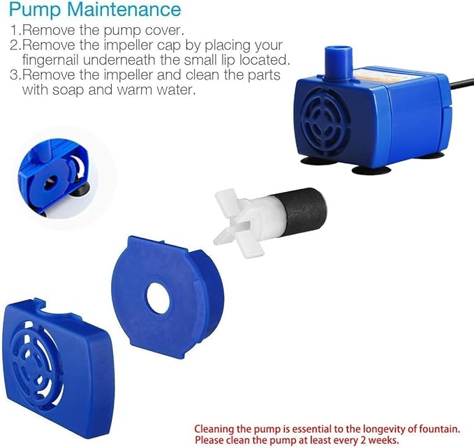 Pet Fountain Pump Replacement Cat Water Fountain Pump Replacement for Flower Fountain Automatic Pet Water Dispenser Replacement Pump Come with Adapter