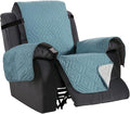 H.VERSAILTEX Reversible Quilted Recliner Covers Water Resistant Furniture Protector for Reclienr Chair with Elastic Straps for Pets Kids Sitting Width Up to 22"(Recliner, Cameo Blue/Beige)