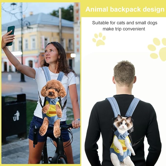 Pet Carrier Backpack, Adjustable Backpack Legs Out Easy-fit Chest Carrier for Medium Dogs Cats Puppies
