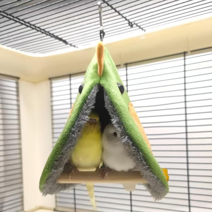 Bird Snuggle Swing Tent - Hanging Sleeping Hut with Perches for Small Birds Parrot Parakeet Cockatiel Conure Budgie Finch Quaker