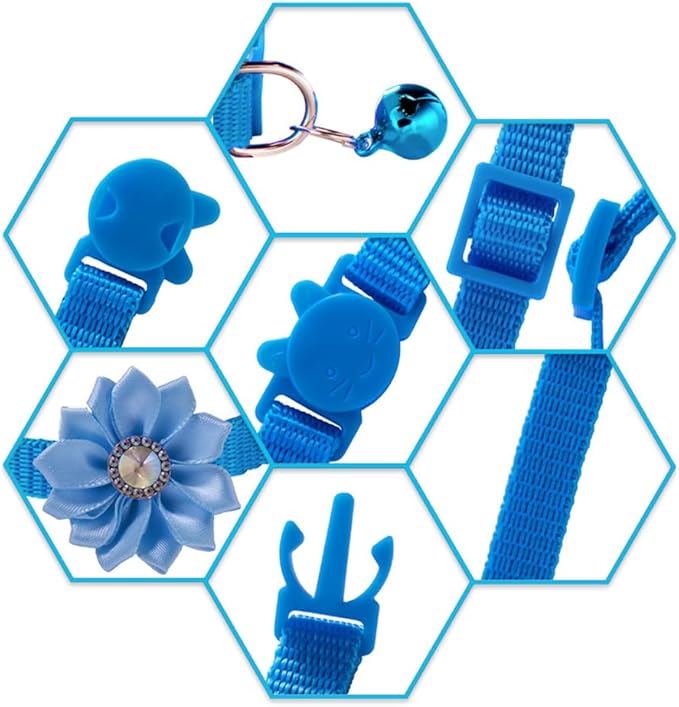 13Pcs Puppy Collars, Cat ID Collars with Bell Adjustable 19-32cm, Flower Soft Nylon Adjustable Breakaway Identification Collars for Puppy Kittens(Breakaway)
