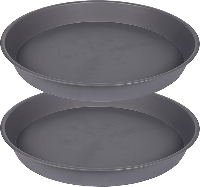 2 Pack of 20 21 inch Plant Saucer Round, Deep Plant Saucers for Pots, Heavy Duty Plastic Plant Drip Tray for Indoors Outdoor, Bird Bath Bowls, Plant Trays for Planter 19-22" (21 inch, Cement)