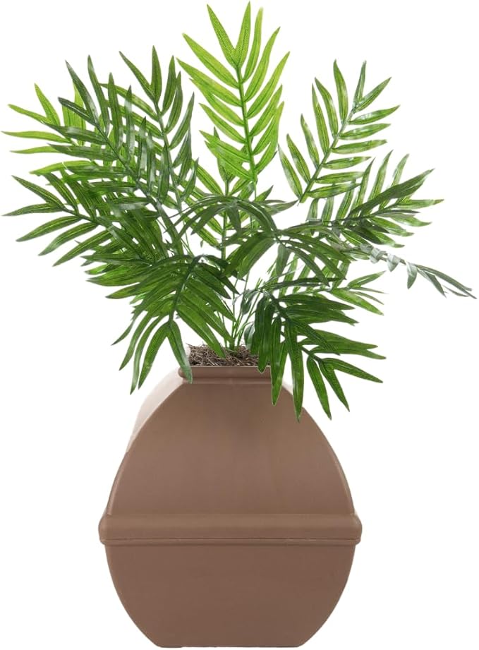 Good Pet Stuff Hidden Litter Box Planter, Decorative Cat Litter Enclosure with Carbon Filter, Artificial Plant, Easy Clean, Indoor Design, Courtyard Square Style, Essentials Kit, Mocha Brown