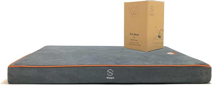 Hard-Wearing Orthopedic Dog Bed for Crate, 35x22 Inch, Made of Memory and HR Foam, Two-Sided Use, Providing Soft and Relatively Hard Support, with an Extra Inner Waterproof Protector (Gray)