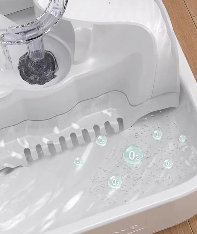 Oxygen-Riched Water Fountain for Cats Drinking Healthy, Pet Water Dispenser 3-Tired Standalone Water Bowl Indoor with Dual Pumps Quiet, Filter and Sponge Replaceable BPA-Free 2L/67 oz