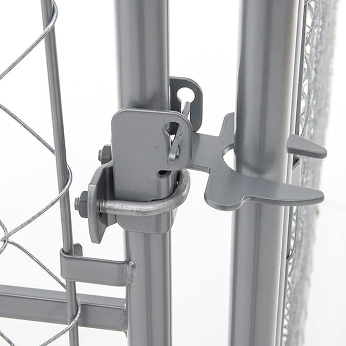 Lucky Dog 10' x 10' x 6' Heavy Duty Outdoor Welded Galvanized Steel Chain Link Dog Kennel Enclosure with 2 Configurations and Latching Door, Silver