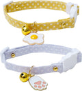 2 Pack Star Cotton Breakaway Cat Collars with Bell Egg Cat Paw Pendant Kitty Kitten Collars Yellow Purple Collar for Female Girl Cats Male Boy Cats