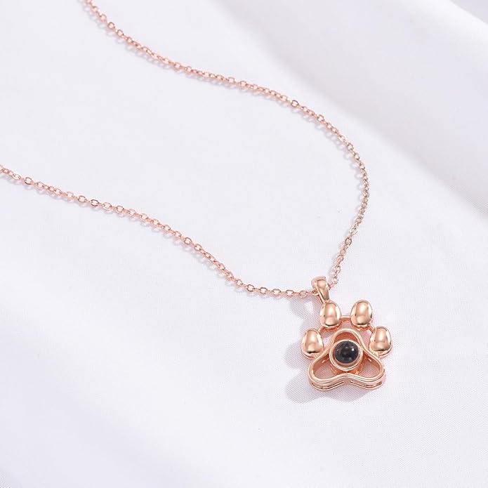 Personalized Cute Dog Cat Paw Name Necklace Forever Love Custom Heart Pendant Pet Name Necklace Gift for Pet Lovers