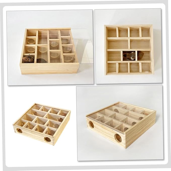 POPETPOP Wooden Hamster Maze Interactive Household for Pets Multi Design for Hamsters Chinchillas and Mice Dimensions Fun Pet Accessory
