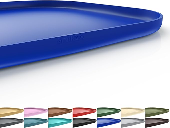 Silicone Pet Feeding Mat with Raised Edge for Food and Water, Dog Bowl Mats, Cat Bowls Placemat with High Lip for Floor Waterproof, Rubber Tray for Cats and Dogs 24 x 16 x0.8 Navy Blue