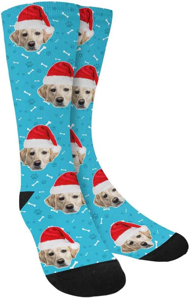 Custom Face Socks, Personalized Dog Lover Pet Photo Picture on Socks Unisex Athletic Crew Socks for Men Women