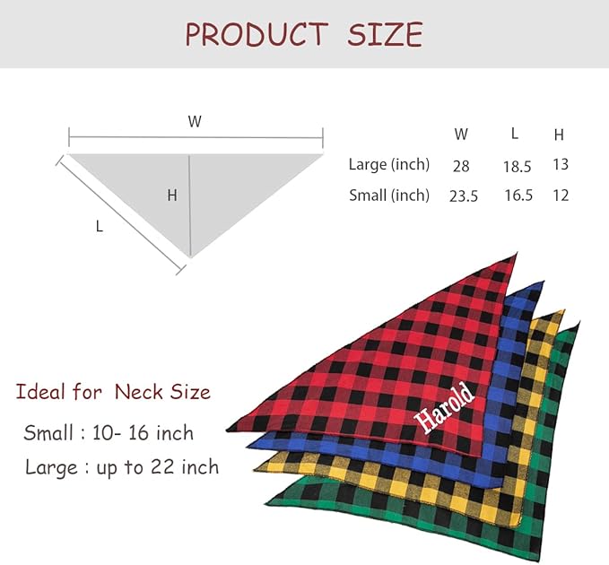Personalized Dog Bandana Embroidered Name Custom Neckwear Dog Scarf Triangle Bibs Kerchief Pet Costume Accessories for Small Medium Large Dogs Cats Pets Birthday Gift