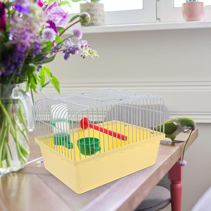 Portable Bird Cage with Waterer Food Box and Perch Lightweight Spacious Travel Bird Carrier for Parakeets Lovebirds 9.25X6.49X6.37 Inch