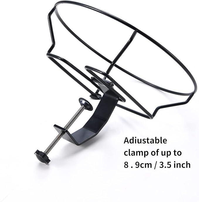 Bird Bath Deck Mounted 12 Inches, Deck Adjustable Steel Clamp 3.5 Inches, Balcony Railing Birdbaths Unheated(Brown)