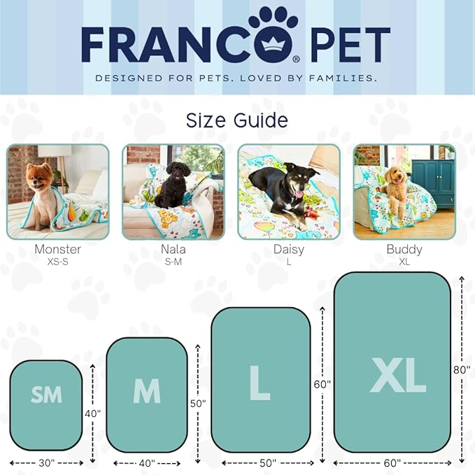 Franco Pet Care Bears Super Soft Cozy Waterproof Sherpa-Backed Blanket Throw for Medium Dogs, Couch/Bed/Car, 40x50 (Officially Licensed Product)