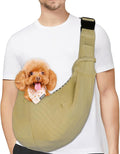 PETLOFT Reversible Dog Cat Sling Carrier, Small Dog Carrier, Adjustable Dog Sling, Hands Free Cross Body Carrier with Collar Hook for Dog/Cat/Bunny up to 11lb(Khaki)