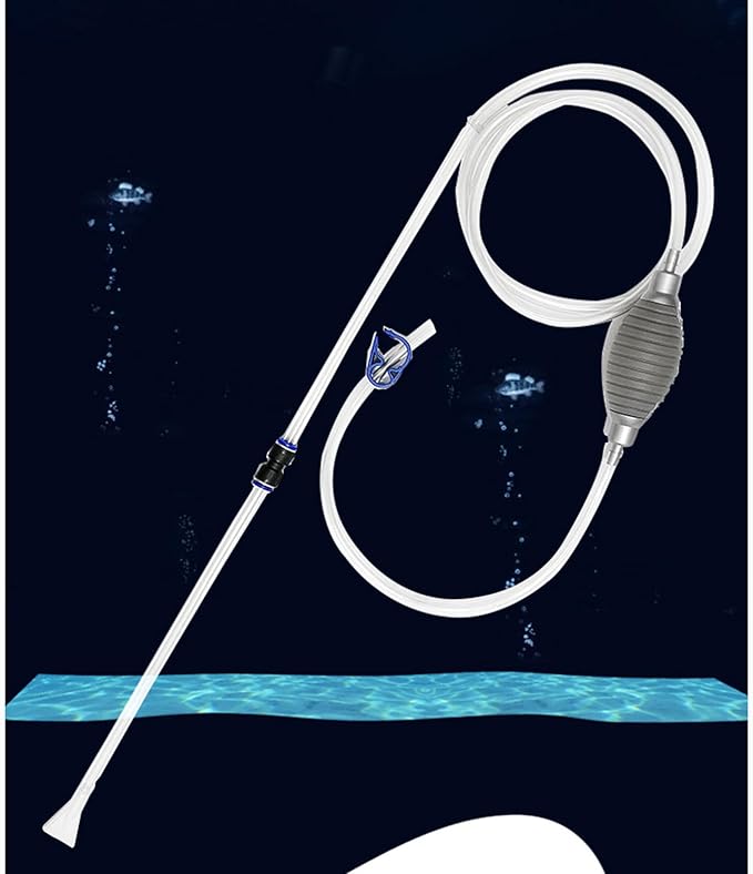 Aquarium Siphon Water Changer Kit Manual Gravel Vacuum with 5.25ft Hose 2 Rigid Tubes Total 7.2ft Air Bulb Flow Control Valve Duck Bill Head for Fresh and Saltwater Tanks