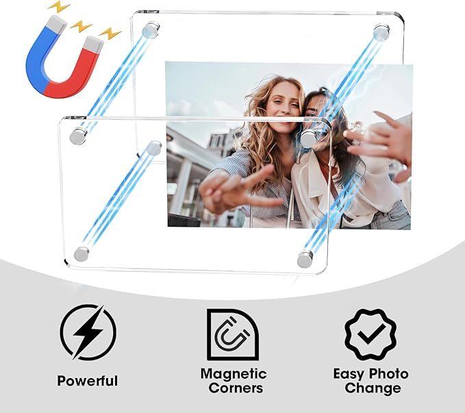 16 PCS Car Picture Holder, Car Visor Photo Clip, Acrylic Magnetic 3 Inch Car Photo Holder for Sun Visor Horizontal & Vertical Display, Personalized Car Decor Accessories for Family, Couple, Pet Photos