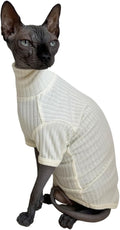 Sphynx Cats Shirt Cat Turtleneck Cotton Sweater Pullover Kitten T-Shirts with Sleeves Cat Pajamas Jumpsuit for Sphynx Cornish Rex, Devon Rex, Peterbald (White, X-Large (Pack of 1))