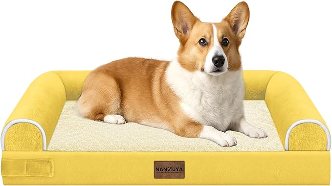 Medium Large Dog Bed Orthopedic Washable: Beds Bolster Medium Large Sized Dog Bed Egg Crate Foam Couch Sofa Waterproof with Removable Cover - Ginger