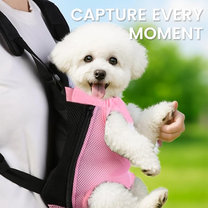 Mosago Dog Backpack Carrier, Pet Sling Front Backpack for Small Medium Dogs 10-16 Lbs, Legs Out, Adjustable Wearable Puppy Chest Travel Bag, Thick Straps & Cushion, Easy-Fit for Hiking/Walking/Camping