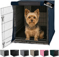 GORILLA GRIP Dog Crate Covers Compatible with Amazon Basics Dog Crates, All Sides Open, Privacy Cover Fits 24" Wire Kennel, Breathable Mesh Windows, Light Reducing Puppy Training Cage Topper, Navy
