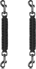 YUEPET 2 Pack Handmade Weaved Dog Collar Safety Clip Heavy Duty Double Ended Backup Safety Straps Dog Harness Connector for Prong Collar, Pinch Collar, Gentle Lead with Carabiner (8.3''，Black)