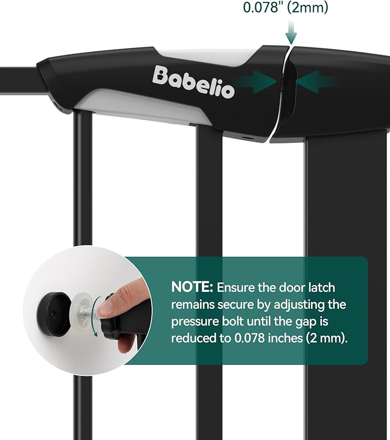 Babelio 36.5-57" Extra Wide Baby Gate with Cat Door, CatPrivilege Ⅲ, Auto Close & Two Way Swing, Pressure Mounted Dog Gates for Stairs, Doorways, Includes 4 Wall Cups and 3 Extension Pieces, Black