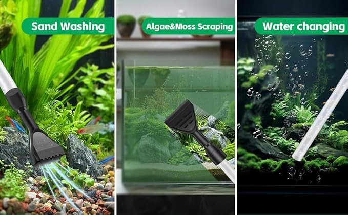 Aquarium Gravel Cleaner,Fish Tank Cleaner,Manual Vacuum Water Changer with 30ml Aquarium Vacuum Waste Remover Dropper, Cleaning Brush,Use for Water Changing Gravels Sand Washing