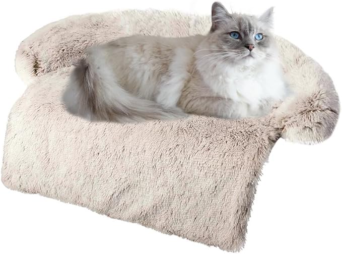 Tinaco Calming Dogs/Cats Bed Mats, Dog Pad Washable Removable Couch Cover, Plush Long Fur Mat for Pets, Waterproof Lining, Perfect for Small, Medium and Large Dogs and Cats (Gradient Brown, M)