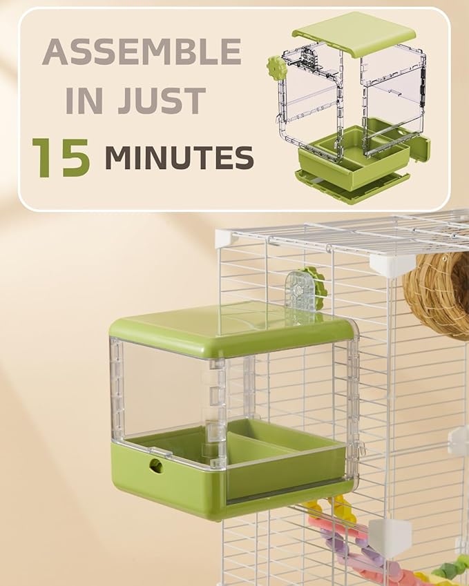 septillar Bird Feeder and Bath for Cage, Hanging Bird Bathtub Bath Shower Box Bowl, Bird Cage Accessories Suitable for Small Medium Birds, Parrots, Lovebirds, Finches, Parakeets, Mannikin (Green)
