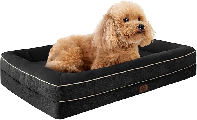 Waterproof Memory Foam Dog Beds for Small Dogs Non-Slip Orthopedic Dog Beds Washable Couch Pet Bed with Removable Cover (Black, Small)