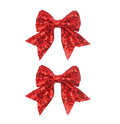 3-inch Sequined Bow Hair Clips For Baby Girls, Toddler, Kids and Young Women Birthday Party Wedding Christmas Occasions Pet Accessories Set of 2 (Red)