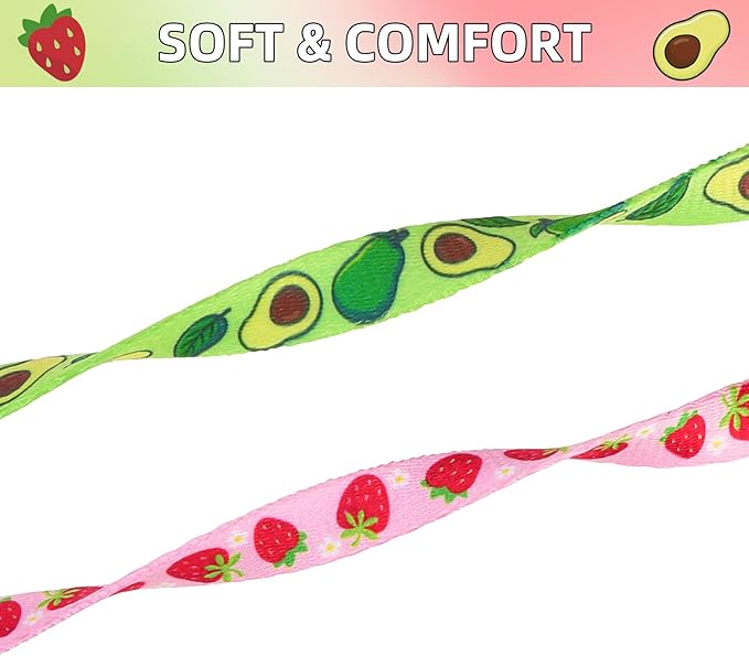 PUPTECK Breakaway Cute Cat Collar with Bell Charm, 2 Packs Adjustable Kitty Collars Fruit Pattern, Pink&Green, 7.8-11.8 in