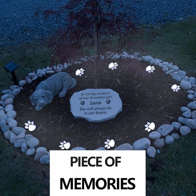 Paw Print Solar Lights - Set of 4 Pack Dog Animal Lights Waterproof,Paw Print Solar Lighting Outdoor Garden, Pet Lover’s Garden Path Lighting, Walkway Lighting for Yard (Cool White)