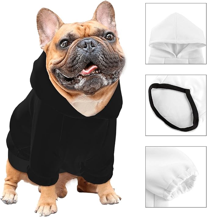 Custom Dog Hoodie Soft & Warm Design Your Own Personalized Photo Text Logo Name Dog Clothes for Puppy Sweatshirt Hooded for Small Medium Large Dogs Girl/Boy Cats Black