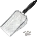 Cat Litter Scoop,Sturdy Litter Cleaner Corner Shovel,Stainless Steel Mesh Litter Shovel,Easy to Clean Reptile Terrarium Sand Waste,Beach Shovel(Black)