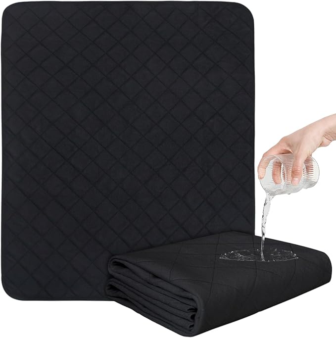 Washable Incontinence Bed Pads, Reusable Underpads for Kids, Adults, Elderly, Hospitals & Pets, Waterproof Bed Protector Pad for Bed, Sofa, Floor, Super Absorbent Bed Pad 30" x 36"- Black