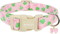 St. Patrick's Day Dog Collar,Pink Bow with Green Clover Puppy Collar,Adjustable Spring Cotton Collars Gifts for Small Medium Large Dogs,Dog Accessories S