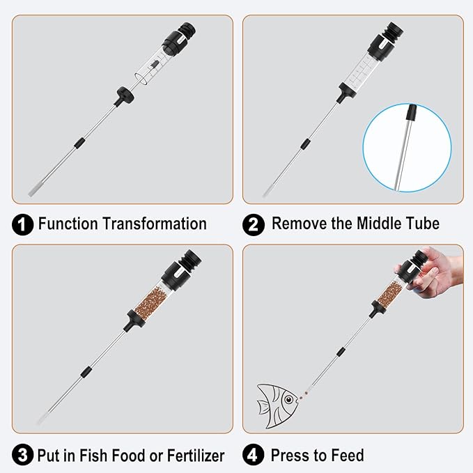 Carefree Fish Aquarium Precision Siphon Pipette Upgraded Turkey Baster Waste Remover Fish Feeder Feeding Coral Fish Tank Fertilizing Plants Feeding Tube Poop Collector 20Inch