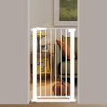 Fairy Baby 24.0"-26.7" Inch Narrow Baby Gate, 38" Extra Tall Dog Gate for Stairs & Doorways, Metal Safety Child Gate for Kids and Pets, Pressure Mounted Gate Fence No Drill, White