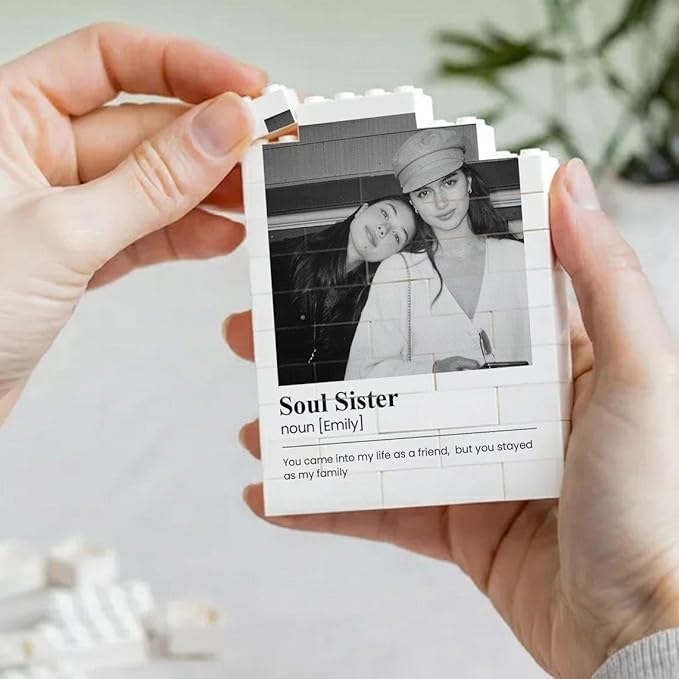 NAZENTI Custom Photo Building Block Gift For Her For Best Friends, Personalised Best Friend Photo Gift for Besties, Birthday Present For Her, Friendship Keepsake Building Block for Valentine