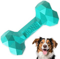 NOOVIA Durable Dog Chew Toy Rubber Bone 100% Natural Bite-Resistant Interactive Pet Toys for Dogs, Diamond Texture Modern Geometric Design (Lake Green, Medium)