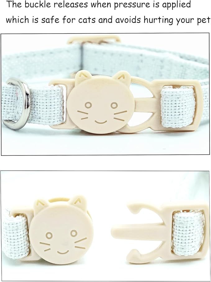 Cat Collar-2 Pack Cat Collar Black and White Linnet with Kitten and Bell Pendant Safety Buckle Adjustable Pet Collar Suitable for Cats Gift to Cats and Small Pets