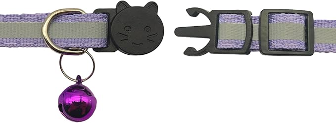 14 Pack Breakaway Cat Collar with Bell, Reflective Kitten Collar for Girl Boy Cats, Safety Buckle Adjustable 7.5-12.5 Inch, 0.4 Inch Width Lightweight, Pet Gifts (Purple)