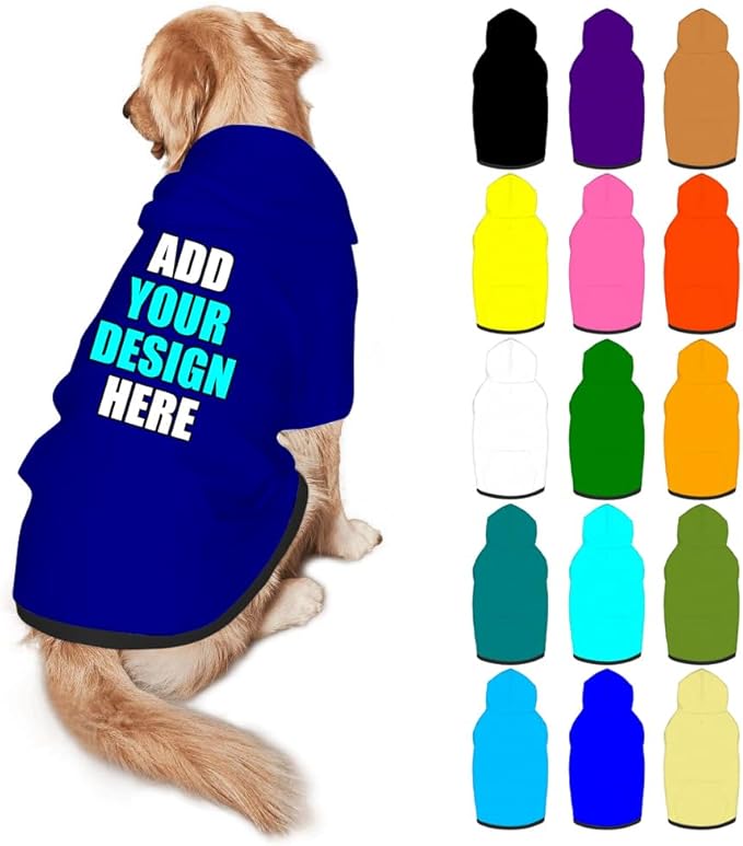 Custom Dog Hoodie Personalized Photo Text Logo Name Dog Clothes, Soft & Warm for Puppy Sweatshirt Hooded for Small Medium Large Dogs Girl/Boy Cats/Kitten, DarkBlue, XXL