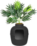Good Pet Stuff Hidden Litter Box Planter, Decorative Cat Litter Enclosure with Carbon Filter, Artificial Plant, Easy Clean, Improved Design, Round Style, Base Kit, Matte Black