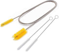 Flexible Drain Brush, Nylon Cleaner Double Ended Elastic Hose Pipe 67-inch and 2 PCS 8.2-inch Straw Cleaning Brush (Yellow)